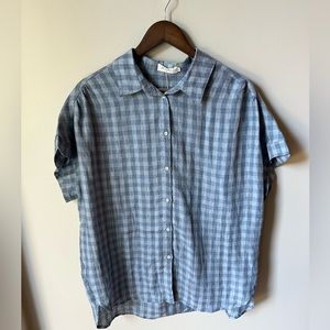 Roolee button up blue plaid short-sleeve shirt